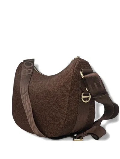 Borbonese Small Luna Logo Shoulder Bag In Brown