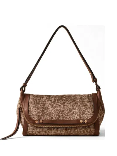 Borbonese Small Patterned Shoulder Bag In Neutral
