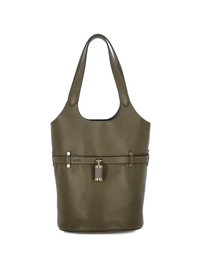 Borbonese Small Premiere Padlock-detail Shoulder Bag In Green