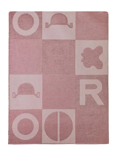 Borbonese Stole Geometric-pattern Scarf In Pink