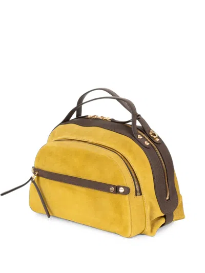 Borbonese Suede Leather-trim Tote Bag In Yellow