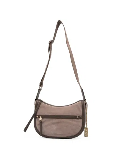 Borbonese Suede Panelled Shoulder Bag In Pink