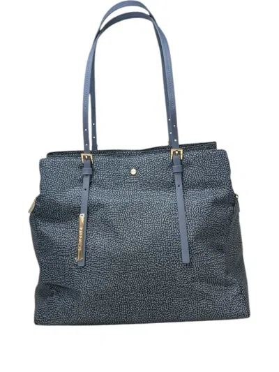 Borbonese Textured Shopping Shoulder Bag In Blue