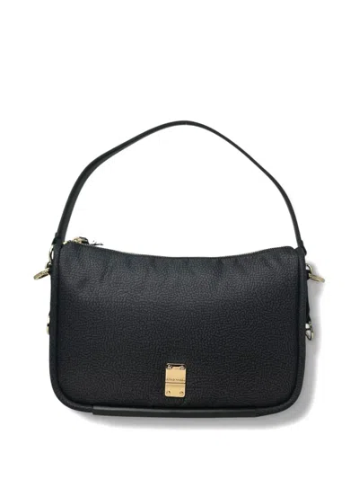 Borbonese Textured Shouder Bag In Black