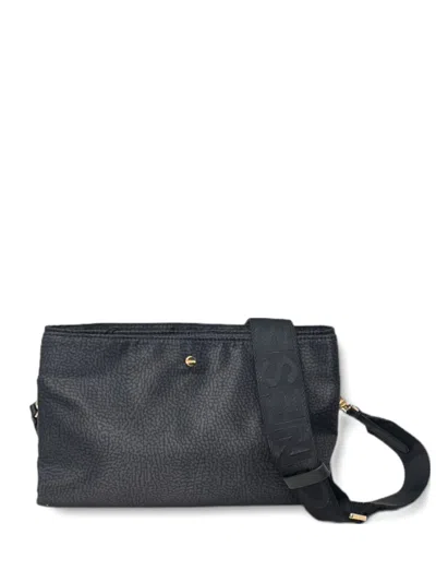 Borbonese Textured Shoulder Bag In Black