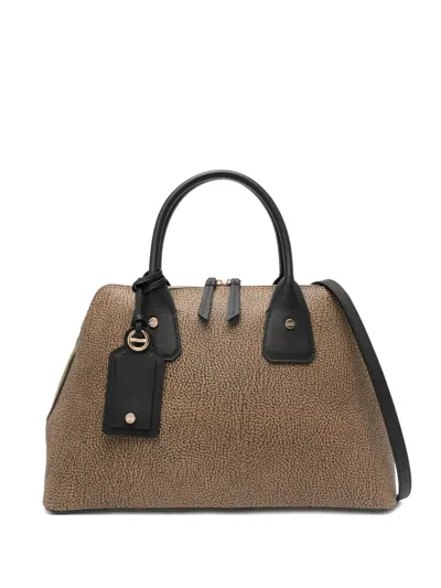 Borbonese Textured Top-handle Tote Bag In Brown