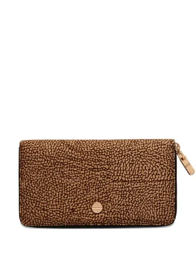 Borbonese Top-zip Wallet In Brown