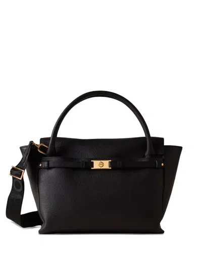 Borbonese Torinese Buckle-fastening Leather Tote Bag In Black