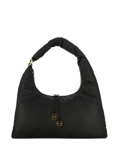 Borbonese Twinnie Small Op-print Zip Shoulder Bag In Black