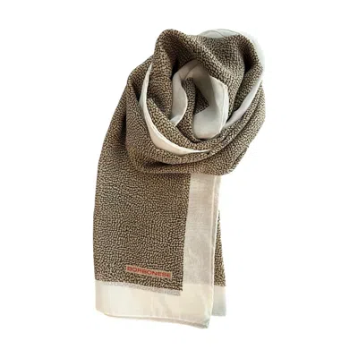 Borbonese White Silk Women Scarf In Brown