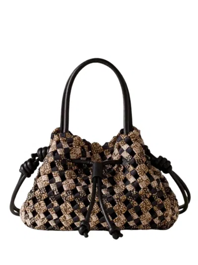 Borbonese Woven Drawstring Tote Bag In Brown
