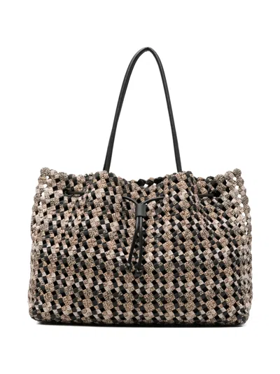 Borbonese Woven Drawstring Tote Bag In Brown