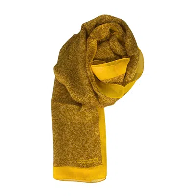 Borbonese Yellow Silk Women Women's Scarf In Gold