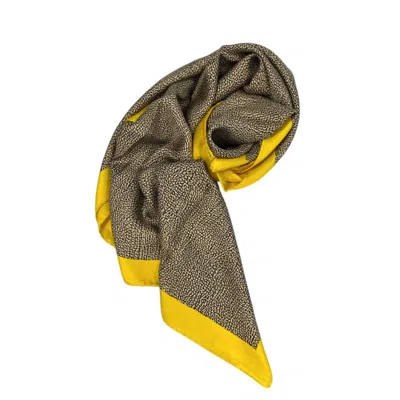 Borbonese Yellow Silk Women Women's Scarf In Gray