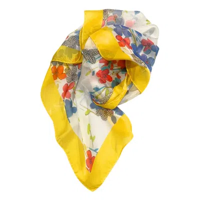 Borbonese Yellow Silk Women Women's Scarf In Gray