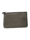 Borbonese Zip-up Pouch In Op Naturale/nero