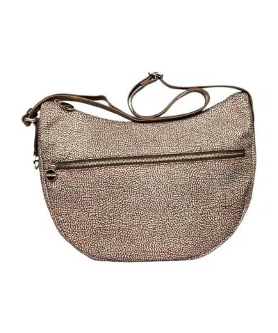 Borbonese Zipped Medium Shoulder Bag In Brown