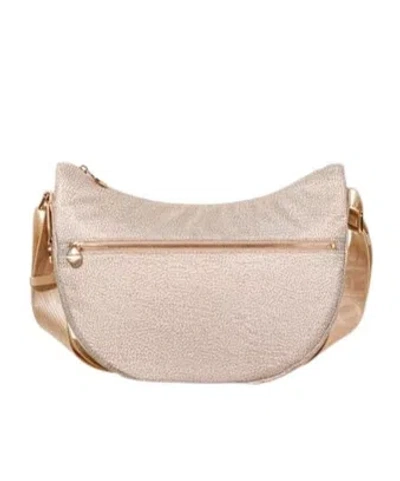 Borbonese Zipped Medium Shoulder Bag In Nude