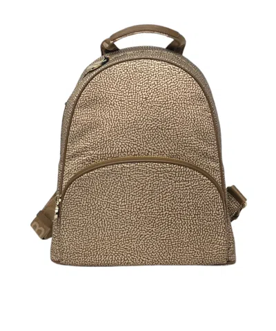 Borbonese Zippered Backpack In Nude
