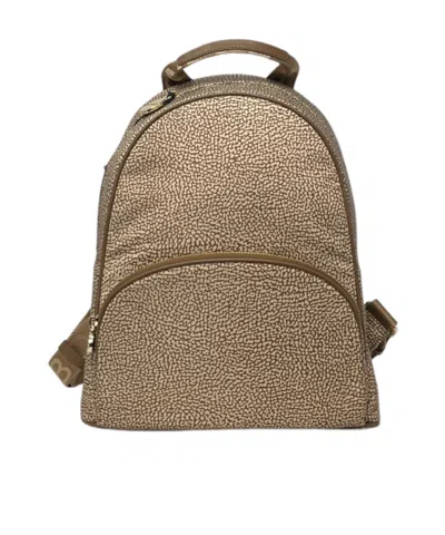 Borbonese Zippered Backpack In Nude