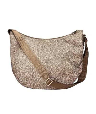 Borbonese Zippered Shoulder Bag In Nude