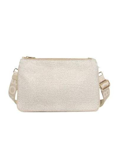 Borbonese Zippered Shoulder Bag In Neutral