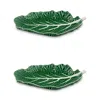 Bordallo Pinheiro Cabbage Leaf Serving Tray, Green - Set Of 2 In Green