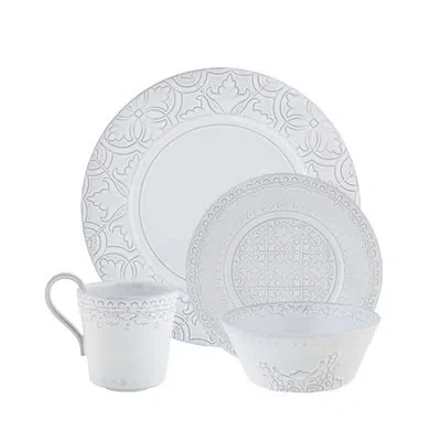 Bordallo Pinheiro 16 Piece Dinnerware Set, Service For 4 In Antique White