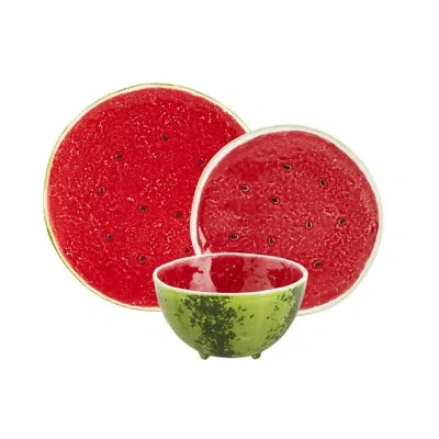 Bordallo Pinheiro 3 Piece Place Setting Set, Service For 1 In Green;red