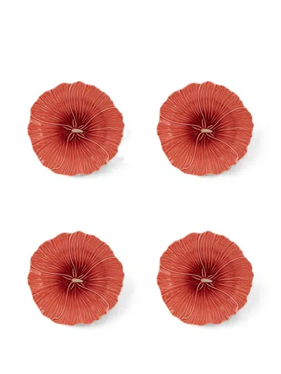 Bordallo Pinheiro Alcea Dessert Plate (set Of Four) In Orange
