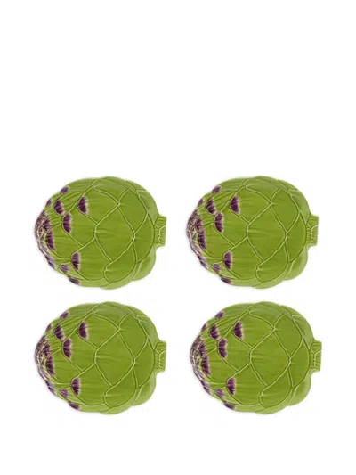 Bordallo Pinheiro Artichoke Fruit Plate (four-person Setting) In Green