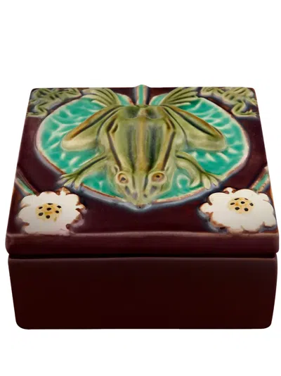 Bordallo Pinheiro Azulejo Frog-design Box In Brown