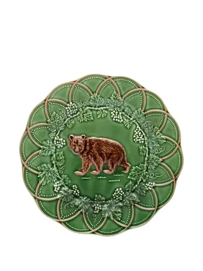 Bordallo Pinheiro Bear-motif Plate (four-person Setting) In Green