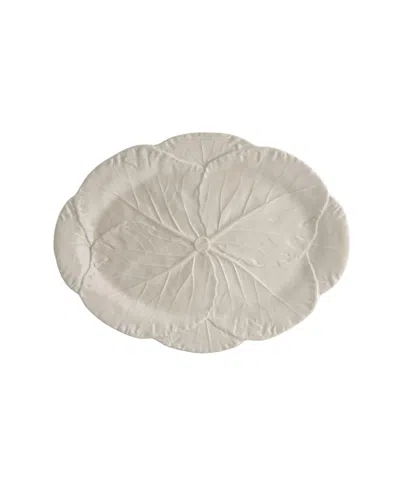 Bordallo Pinheiro Cabbage Beige Large Oval Platter In White