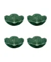 Bordallo Pinheiro Cabbage Cereal Bowl 4-piece Set In Green
