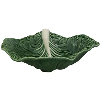 Bordallo Pinheiro Cabbage Crooked Leaf Serving Bowl In White;green