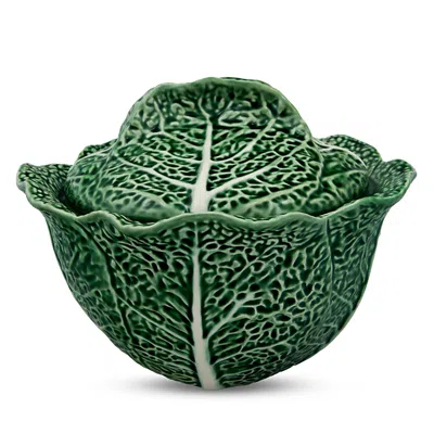 Bordallo Pinheiro Cabbage Earthenware Natural Tureen In Green