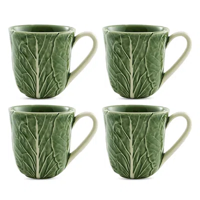 Bordallo Pinheiro Cabbage Mugs, Set Of 4 In Green