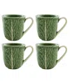 Bordallo Pinheiro Cabbage Leaf Mug, Set Of 4 In Green