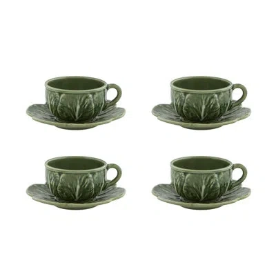 Bordallo Pinheiro Cabbage Tea Cup & Saucer In Green