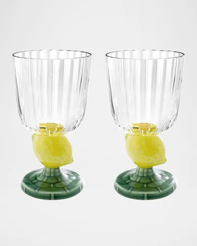 Bordallo Pinheiro Carmen Fruit Goblets, Set Of 2 In Lemon