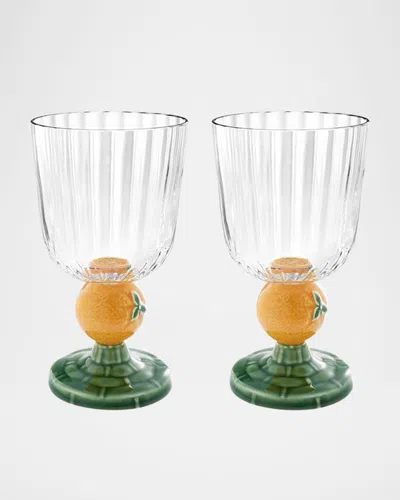 Bordallo Pinheiro Carmen Fruit Goblets, Set Of 2 In Orange