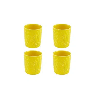 Bordallo Pinheiro Carmen Old Fashion Tumbler Lemons, Set Of 4 In Yellow
