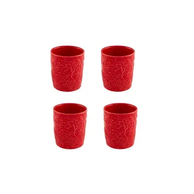 Bordallo Pinheiro Carmen Old Fashion Tumbler Strawberries, Set Of 4 In Red