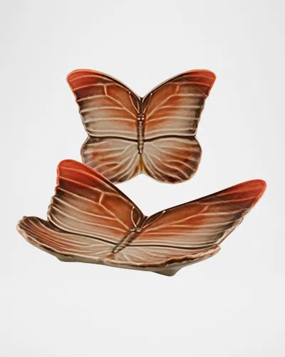 Bordallo Pinheiro Cloudy Butterflies Bread & Butter Plates By Claudia Schiffer, Set Of 4 In Multi