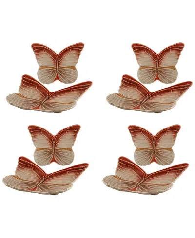 Bordallo Pinheiro Cloudy Butterflies By Claudia Schiffer Dessert Plates, Set Of 4 In Brown