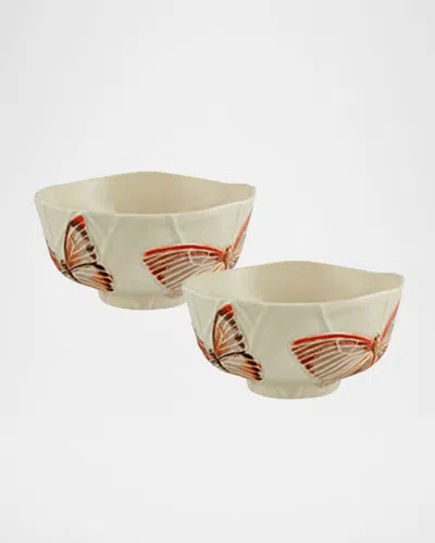 Bordallo Pinheiro Cloudy Butterflies Cereal Bowls By Claudia Schiffer, Set Of 2 In White
