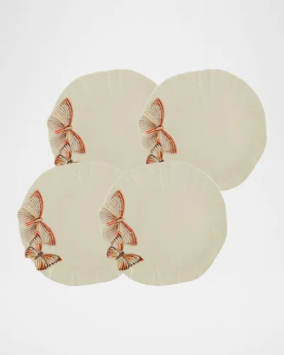 Bordallo Pinheiro Cloudy Butterflies Dinner Plates By Claudia Schiffer, Set Of 4 In White