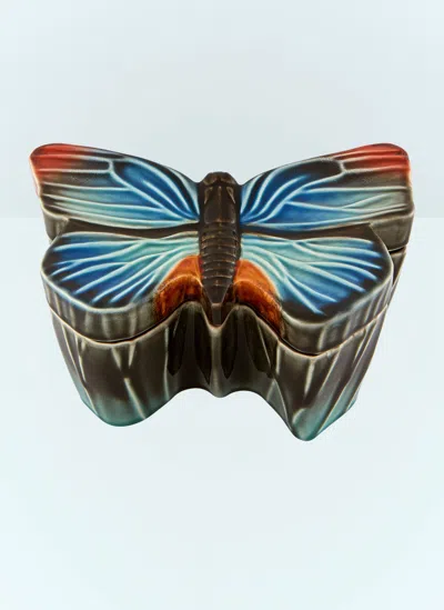 Bordallo Pinheiro Cloudy Butterflies Large Box In Blue