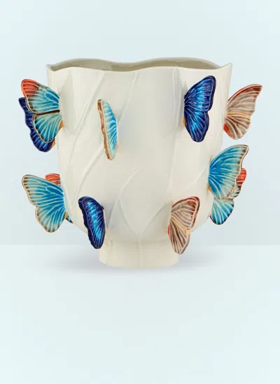 Bordallo Pinheiro Cloudy Butterflies Large Vase In Cream